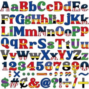 260PCS Super Themed Alphabet Number Bulletin Board Cartoon Hero Classroom Decorations City Hero Themed Letters Number Punctuation Symbol Combo Pack Set for Back to School Classroom Door Wall Decor