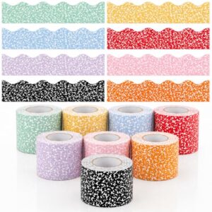 262ft Colorful Composition Bulletin Board Borders 8 Rolls Composition Notebook Classroom Bulletin Board Decorations Wavy Scalloped Border Trims for Back to School Party Office Chalkboard Window Decor