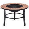 26.8 Inch Mosaic Fire Pit for Outdoor Garden Patio, Ceramic Tile Top with Steel Frame, Heavy Duty Wood Burning Fire Bowl for Backyard Heating and BBQ