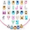 26 Pcs Chunky Letter Beads for Keychains, A-Z Bubble Letter Beads,