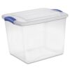 27 Quart Medium Clear Plastic Latching Storage Bin with Latch Lid