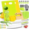 28PCS Montessori-Inspired Kids Cooking Knife Set, Toddler Kitchen Tools for Real Cooking with Cutting Boards, Crinkle Cutter, Peeler, Glove, Sandwich Cutters, Fruit Forks (2, 28PCS*2)