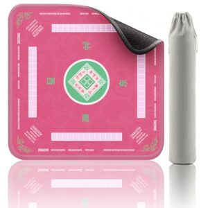 2F22E Mahjong Mat, Noise Reduction Non-Slip Mahjong Mat for Table, 32.4 * 32.4 Inch Mahjong Table Mat for Poker, Board Games Table Mat, Card Games, Tile Games, Dominoes (Pink)