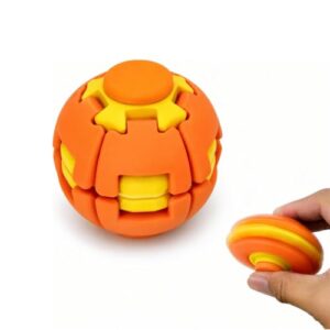 2 in 1 Press and Auto Rotate Decompression Fidget Spinner Auto Rotate Pain Fidget Toys Stress Relief Focus Tool for Office, Classroom Students and Adults,Orange