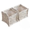 2 Pack 6.7 Inch Fabric Storage Bins - Cute Basket Organizer, Storage Baskets For Shelves - White Quilted Cotton