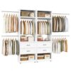 2 Pack 79" H Walk-in Closet System, 4-8 FT Adjustable Closet Organizer with 4 Expandable Hanging Rods, 2 Drawers & Open Shelves, Metal Closet Storage System for Bedroom