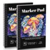 2 Pack 80 Sheets Marker Paper Pad, 5.8x8.5 Inch Bleedproof Art Sketch Pad, 73lb/120gsm Drawing Paper Spiral Sketch Book, Painting Coloring Alcohol Marker Paper for Beginners Artists Gift