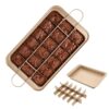 2 Pack Brownie Pan with Dividers, Carbon Steel Non-Stick Baking Tray, 18 Pre-Slice Square Mold for Brownies, Cake, Muffin & Biscuit, Gold, 12.2"x7.8"x2"
