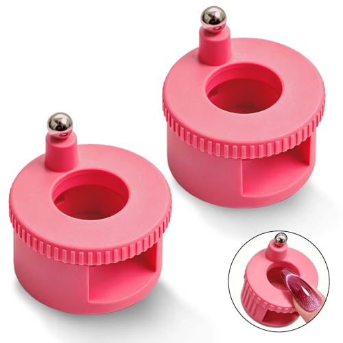 2 Pack Cat Eye Magnet Nail Tool Pink Rotating Nail Magnet for Cat Eye Gel Polish - Strong Magnetic Nail Art Tool for 3D Cat Eye Effect DIY Manicure Salon Use