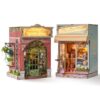 2 Pack DIY Book Nook Kits - Miniature House Kit Set Blossomary Atelier Florist Shop & The Last Drop Bar, 3D Wooden Puzzles, Touch LED Light, Bookshelf Decor Assembly Hobby Gift for Adults
