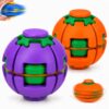 2 Pack Fidget Toys for Adults, 3D Printed Fidget Ball Spinner, Hard Plastic Sensory Stress Relief Toy with Press and Spin Action, Desk Fidget Gadget for Office Travel, Orange Purple