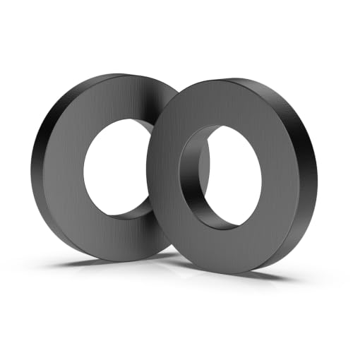 2 Pack Heavy Duty Ferrite Ring Magnets, OD 2.36 x ID 1.26 x T 0.39 in Strong Ceramic Donut Magnets with Hole for Tool Storage, Kitchen, Fridge, Whiteboard, DIY, Crafts, Science & Industrial Use