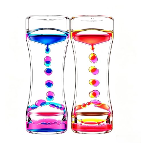 2 Pack Liquid Motion Bubbler - Fidget Tubes for Stress Relief - Calming Visual Play for School, Home, Office, Holoday Stocking Stuffer - Calming Sensory Toys for Kids with Autism or Special Needs