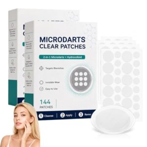 2 Pack Microdart Acne Patches, 2-in-1 Hydrocolloid Blemish Patches with Dissolvable Microdarts, Ultra-Thin Invisible Spot Patches for Early Blemishes, Daily & Overnight Skin Care