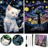 2 Pack Noctilucent Scratch Art Rainbow Painting Paper - Large Canvas 16"x 11.2", ASMR Scratch Set (Satisfying), Relaxing Scratchboard Creative Craft Set for Teens, Adult (Cat/Dog)