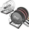 2PACK Pot Lid Organizers Inside Cabinet for Kitchen, Pots and Pans Organizer Under Cabinet with 16 Adjustable Dividers, Countertop Lid Holder, Rust-Resistant, Tool-Free Installation, Easy to Clean