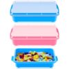 2 Pack Sensory Bin for Kids, 15inch Sand Tray with Lid, No-Mess Sensory Play Container for Sand, Building Blocks Storage, Portable Kids Activity Bin Indoor Outdoor(Pink, Blue)