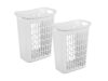 2 Pack Slim Laundry Hamper Plastic Rectangular Basket with Handles, Ventilated Dirty Clothes Organizer for Narrow Space Bedroom Bathroom Dorm, 1.8 Bushels, White
