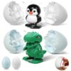 2 Pack Toddler Toys Wind-Up Surprise Hatching Eggs, Dinosaur & Penguin Egg Pops Open & Walks, Clockwork Mechanical No Battery Reusable Fun Toy, Birthday Gift for Boys Girls