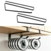 2 Pack Tumbler Lid Organizer, Self-Adhesive Cup Lid Hook Under Cabinet