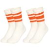 2 Pairs Striped Socks Retro Striped Style Crew Socks Soft Breathable Ankle Socks Fits US Women Size 9-12 (Orange)