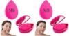2pc Pink Dual-Sided Beauty Puff & Sponge - Carrying Case & Matching Mirror (Pack of 2)