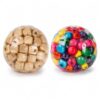 2 PCS 7cm Crunchy Squishy, Crunchy Stress Ball with Plain Wood and Colorful Wood Block Fillings, Bead Squishy for Desk Play and Casual Squeezing, in Wooden and Mixed Colors ﻿