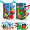 2PCS Baby Books Toys 0-6 Months Infant Tummy Time Sensory Travel Toys 3 4 5 6 Month Crinkle Touch Feel Busy Soft Book for Babies 0-3 3-6 6-12 Months Newborn Essentials Must Haves Boy Girl Shower Gifts