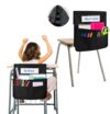 2 PCS Chair Pockets for Classrooms, Seat Pockets with Expandable Elastic Strap, Seat Sacks for Classroom Chairs with Name Tag, Back to School Supplies for Student Teacher Organizer (Black, 2 pack)