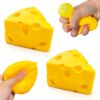 2 Pcs Cheese Squeeze Toy, Yellow Stress Balls Fidget Toys, Stress Relief for Adults, Easter, Party Favors Gift