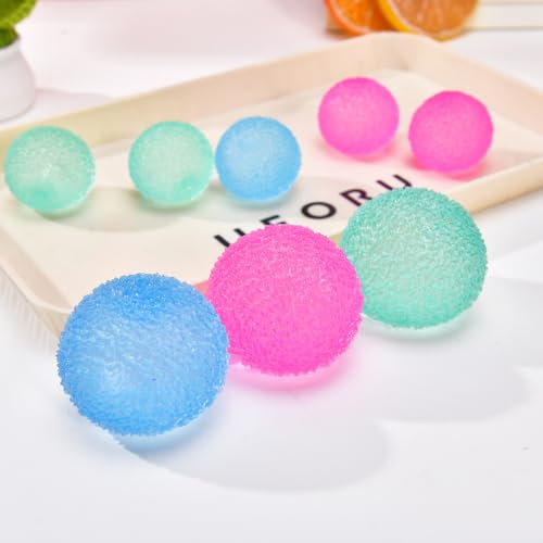 2 Pcs Crunchy Soft Stress Ball Set, Blue and Green Textured Fidget Sensory Toys with Maltose Filling, Malt-Like Squeeze Toy for Restlessness, Focus, Stress Comfort for Adults and Office