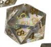 2 PCS D20 DND Dice 21mm 20 Sided Dice Set, Resin Sharp Edge 20 Sided D&D for Dungeons and Dragons, Board Games,Parties,Classroom Math Game (Transparent)