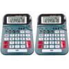2 Pcs Desktop Calculators, 7.1 x 5.5 in Talking Calculator with Large LCD Display, Big Button Calculator with Voice Broadcast, Time and Alarm Function for Office, Business, and Home