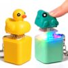 2 Pcs Duck Quacking Fidget Toy Frog Croaking Keyboard Keychain Clicker Fun Portable Animal Button Anxiety Relief Toy with Colorful Lights for Adult Stress Relief Travel Sensory Stocking Stuffers