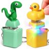 2 Pcs Duck Quacking Fidget Toy Lizard Sound Keyboard Keychain Clicker Fun Portable Animal Button Anxiety Relief Toy with Colorful Lights for Adult Stress Relief Travel Sensory Stocking Stuffers