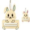 2 Pcs Easter Money Holder, Wooden Easter Bunny Dollar Bill Holder with Hanging Lanyards, Cartoon Rabbit Shapes for Festival Egg Stuffers, Holiday Gifts and Basket Stuffers