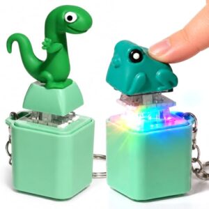 2 Pcs Frog Croaking Fidget Toy Lizard Sound Keyboard Keychain Clicker Fun Portable Animal Button Anxiety Relief Toy with Colorful Lights for Adult Stress Relief Travel Sensory Stocking Stuffers