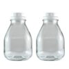 2 Pcs Glass Milk Bottles with Lids, 16 fl oz / 500 ml Square Cone Glass Creamer Container for Refrigerator, Transparent Juice Beverage Bottle with Anti-Theft Cap, Reusable, Easy to Clean