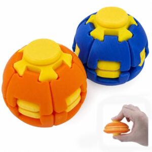 2PCS HelixCore 3D Printed Fidget Ball,Fidget Spinner,Squishy Ball,Gear Ball,Portable Fidget for Adults,Sensory Desk Toy,Stress Relief Toy for Adlut,Child(2, Classic Color)