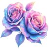 2Pcs Holographic Rose Duo Vinyl Sticker,5.1x4.9 in A49