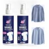 2Pcs Instant Wrinkle Releaser Spray, 2026 New 100ml Wrinkle Release Spray Travel Size, No Iron, Travel-Ready, Static-Free & Fresh, Fabric Care for Clothes, Suitable for Linen Cotton Fabrics (2 PCS)
