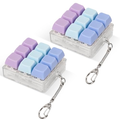 2 PCS Keyboard Fidget Toy for Adult, Loud Keyboard Clicker Keychain, Colorful Stress Relief Fidget Toy for Office, Anxiety and ASMR