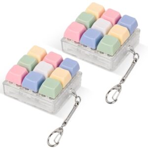 2 Pcs Keyboard Fidget Toy, Loud Clicker Keyboard Keychain, 9 Keys Keyboard Fidget for Adult to Relife Stress Pass Time