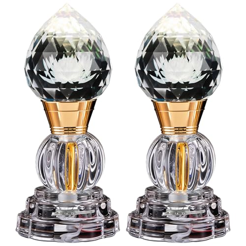 2 Pcs LED Lotus Flower Lights, Crystal LED Bulbs for Buddhist Altar and Home Shrine, USB Powered Color Changing Flower Diamond Design, Lotus Lantern for Meditation Room and Temple Decor
