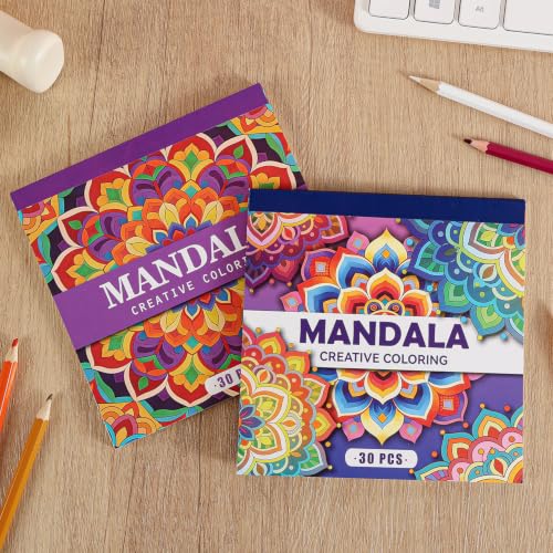 2 PCS Mandala Coloring Book for Adults Relaxation and Teens Stress Relief, 60 Pages Spiral Coloring Book for Women,Mindfulness Stress-Free Patterns for Adult to Relax Relieve Anxiety Gifts
