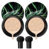 2Pcs Mushroom Head Air Cushion CC Cream, Long Lasting Oil Control BB Cream for All Skin Types, Moisturizing Foundation Face Makeup Set with Foundation Brush (#Ivory)