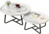 2 PCS Nesting Coffee Tables Set, Small Round Side Tables for Living Room, Easy Assembly Circle End Tables Suitable for Sofa Side, Bedroom, Balcony, Space-Saving Decorative Furniture for Office
