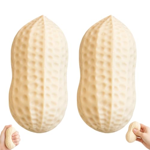 2PCS Peanut Squishy Sensory Items, Peanut Squishy Crunchy Textured Hand Tools, Peanut Shaped Desk Accessories for Office and Study Use, Portable Fidget Items for Focus and Relaxation