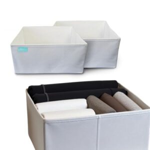 2 Pcs PLIIO Foldable Drawer Organizer, Closet Dresser Drawer Divider, Clothes Storage Box, Storage Bins, Wrinkle-Free Storage Solution for Home and Travel, Wardrobe Organizer and Clothes Folder