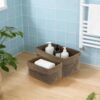 2 Pcs Storage Basket Set Brown Woven Rope, Bohemian Style Crochet Knitting Supplies Organizer, Decorative Cotton Hemp Storage Basket with Open Design, Large and Small Baskets for Home